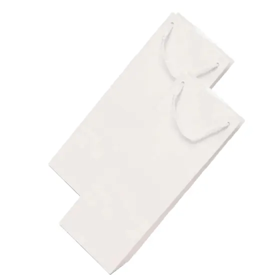 Glossy Colored Paper Wine Bottle Euro Tote 5" x 3" x 13 1/4" White {6}