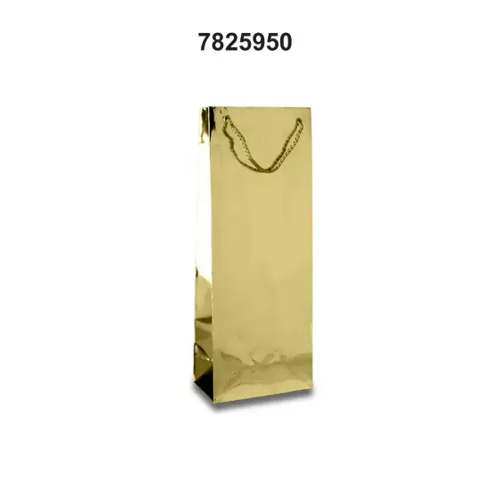 Sleek Metallic Paper Wine Bottle Euro Tote 5" x 3" x 13 1/4" {3}