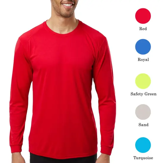 Paragon Long Islander Performance Long Sleeve T-Shirt, Ultra Polyester Dry Fit Multicolor Men&rsquo;s Tee White {4}