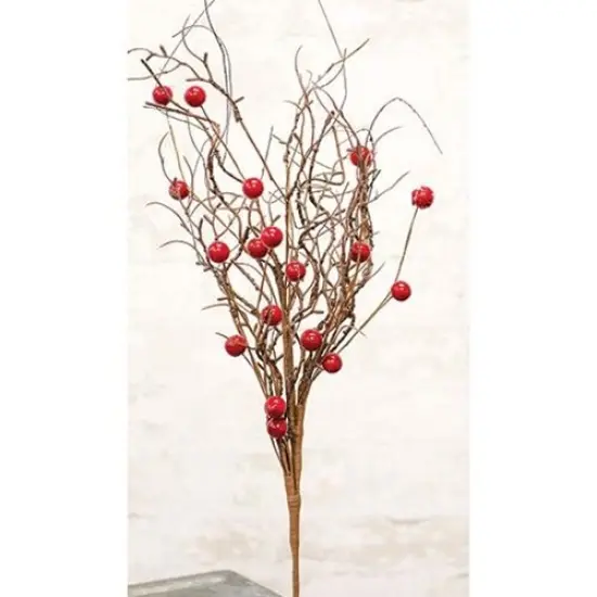 27&rdquo;High Wispy Red Berry Branch with Brown-Paper Wrapped Stem {3}