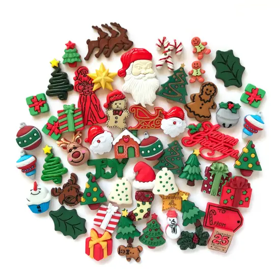 100+ Christmas Button Assorment for DIY Sewing & Crafts - Santa, Ornaments, Candy Canes, Presents More {1}