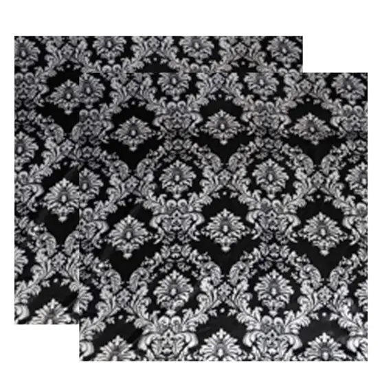 Damask Satin Print Fabric Lamour Dull Satin 60" Wide White Black Damask {2}