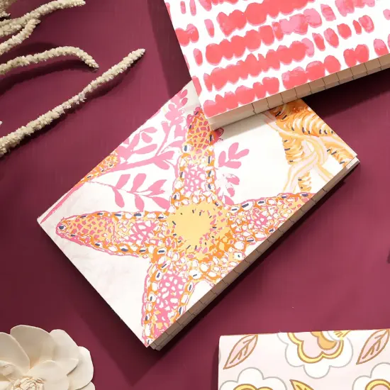 Soft Cover Orange Starfish Handmade paper Notebook - Pack of 5, 6 X 4 inch {2}