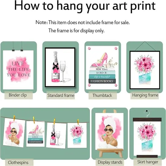 Fashion Wall Art Prints Set of 6 Canvas Modern Famous Women Posters Fashion Wall Decor Champagne Lips Books High Heels Perfume Pictures Photos for Room (8"x10" UNFRAMED) {3}