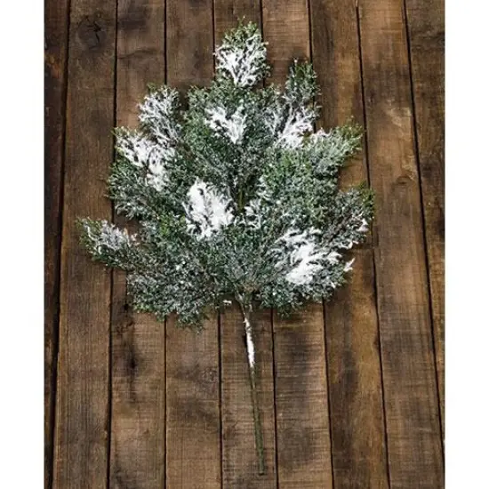 18" Green-white Snowy Cedar Spray with Brown Stem Perfect for Holiday Decor {2}
