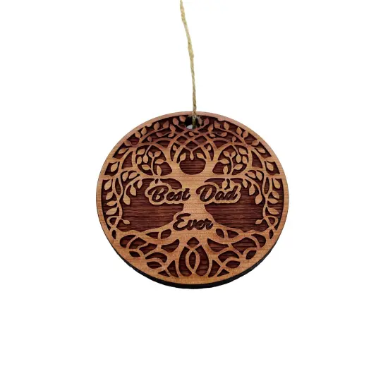 Best Dad Ever Celtic Tree of Life - Cedar Ornament {4}