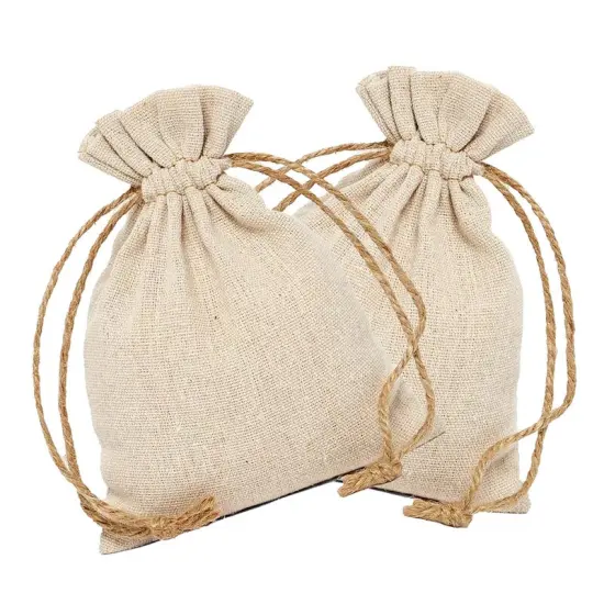 Linen Bag with Hemp Cord 3'' X 5'' Elegant {6}