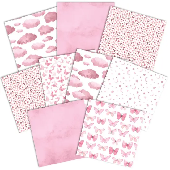 PINK COLORWAYS PATTERN II 12 X12 SCRAPBOOK PAPER SET {2}
