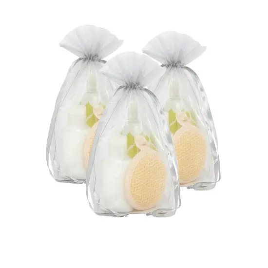 Cardboard Square Bottom Organza Bags 4 '' X 4 '' X 9 1/2 '' for Small Gifts Silver {5}