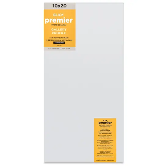 Blick Premier Stretched Cotton Canvas - Gallery Profile, Back-Stapled, 10" x 20" {1}