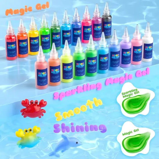 Aqua Water Fairy Gel Kit, Handmade Magic Gel Elf Water Toy, Creative Squishy Maker Toy with 20 Magic Gel and 16 Shape Molds, Birthday Gifts Crafts&Art DIY Kit for Kids 4 5 6 7 8 Years Old {3}