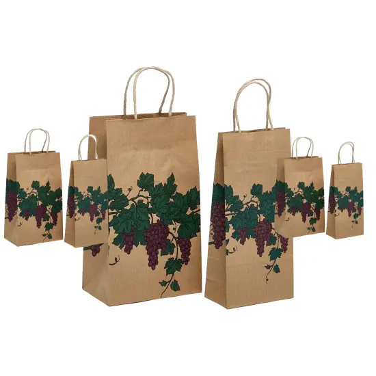 Elegant Grape Print Shopping Bag 8" x 4 3/4" x 13 5/8" {4}