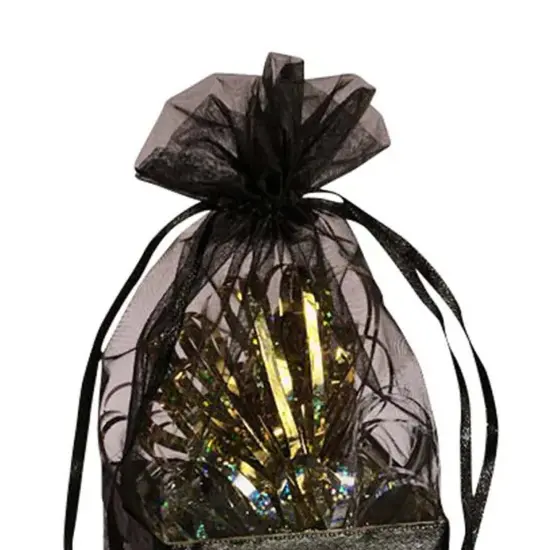 Box On The Bottom Organza Bags 2 1/2 '' X 2 7/8 '' X 6 1/2 '' Favors Black {5}