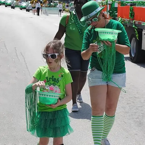 St Patricks Day Beads Necklace Bulk (72 Pack) Green Beads - St. Patrick's Day Gifts for Kids, 33" 7mm Kids Party Favor Supplies Costume Accessories by 4E's Novelty {5}
