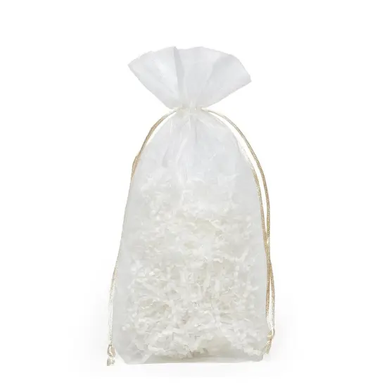 Flat Bottom Organza Bags 5 1/2'' x 11/2'' x 10 1/2'' for Special Occasions Ivory {3}