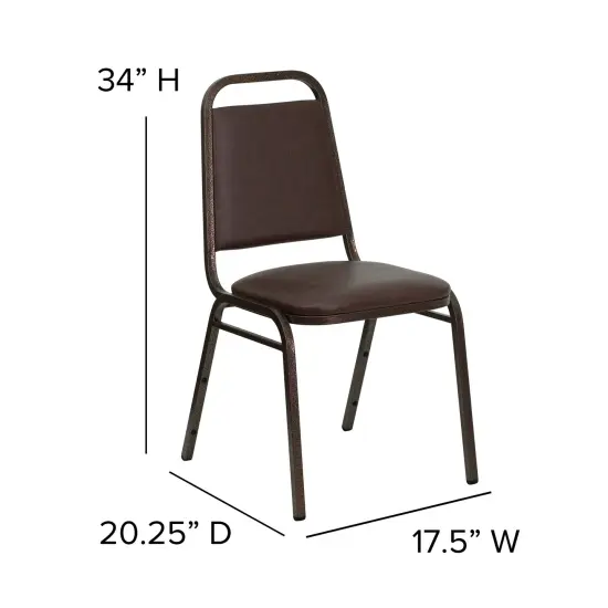 Emma and Oliver 4 Pack Trapezoidal Back Stacking Banquet Chair BrownVyl/CopperVein {4}