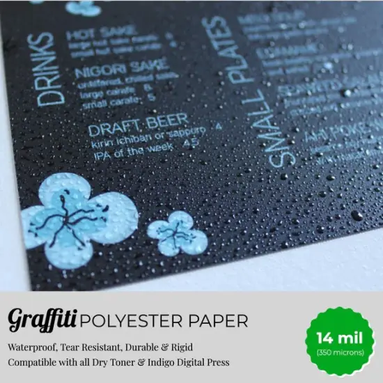 Graffiti Waterproof Papers (Scuff Free) - 14 mil 420 gr Rigid Polyester (White) 25 Sheets {7}