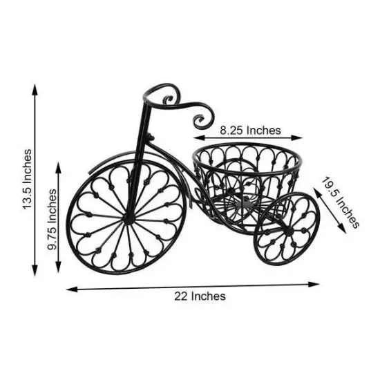 Black 22" Tricycle Plant Stand Metal FLOWER PLANTER HOLDER Party Home Supplies {3}