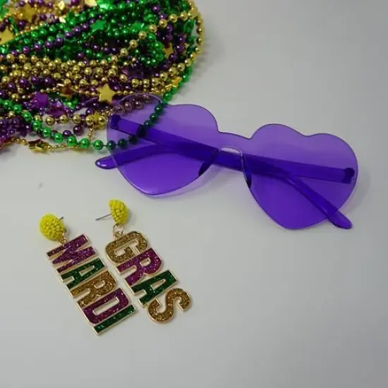 Mardi Gras Beaded Dangle Earrings for Women by 4E's Novelty - Festival Accessories and Fashion Jewelry {2}