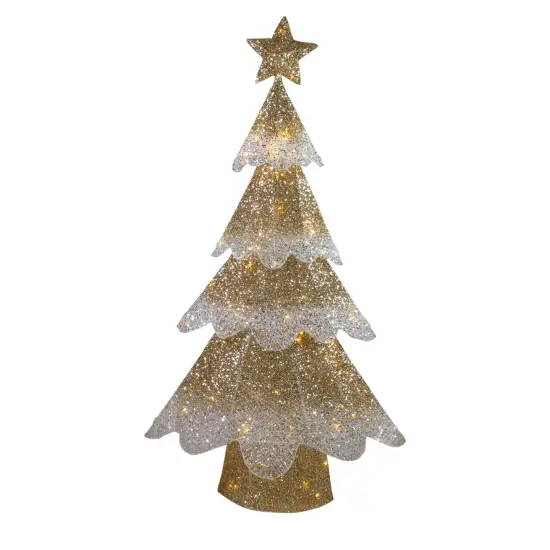 Northlight 46" LED Lighted Gold Mesh Christmas Tree Outdoor Decoration {1}