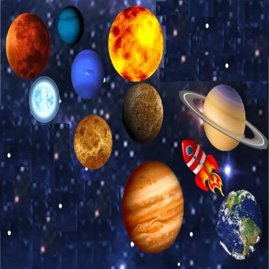 Outer Space with Planets Edible Icing Image Cake topper for 1/4 sheet cake or larger {1}