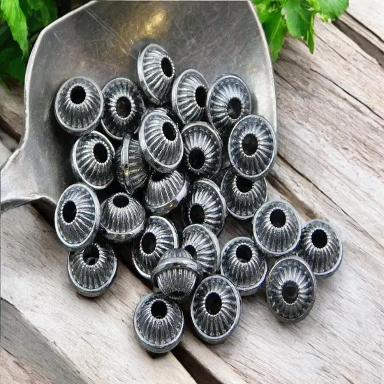 5x7mm Gunmetal Bicone Spacer Beads {5}