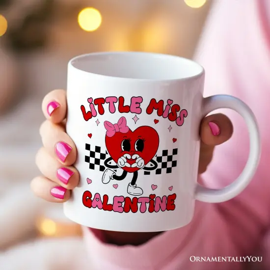 Little Miss Galentine Mug, Single Women Pink Valentine's Day Gift {2}