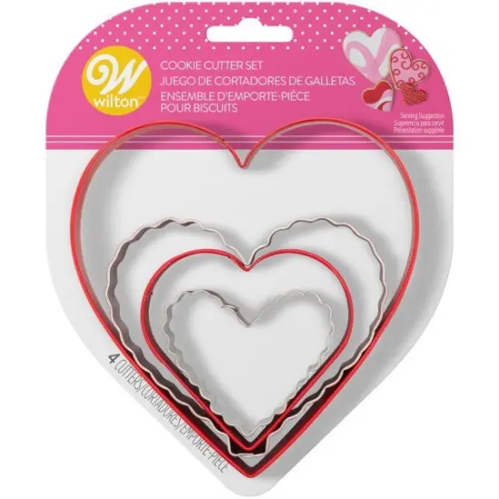 Wilton Nesting Heart-Shaped Cookie Cutters 4-Piece Set Ruffled {2}