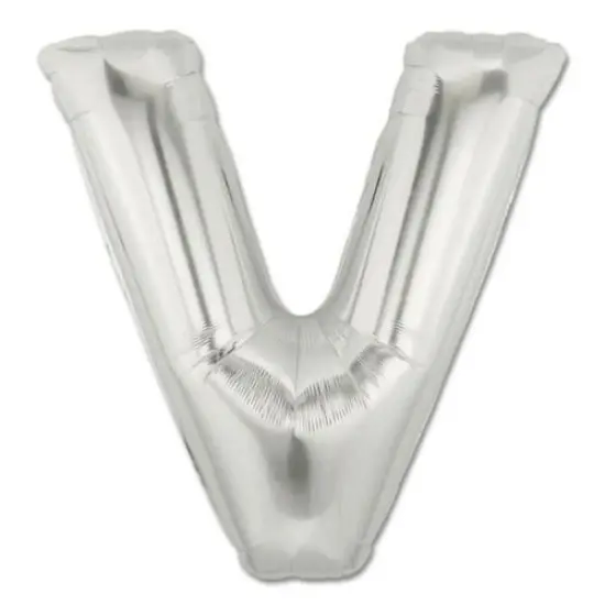 LETTER V FOIL BALLOON Metallic Silver {1}