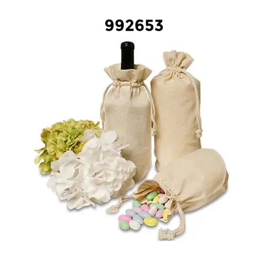 Standard Round Bottom Cotton Muslin Bag 5 1/2" x 3 1/2" x 10 1/4" {2}