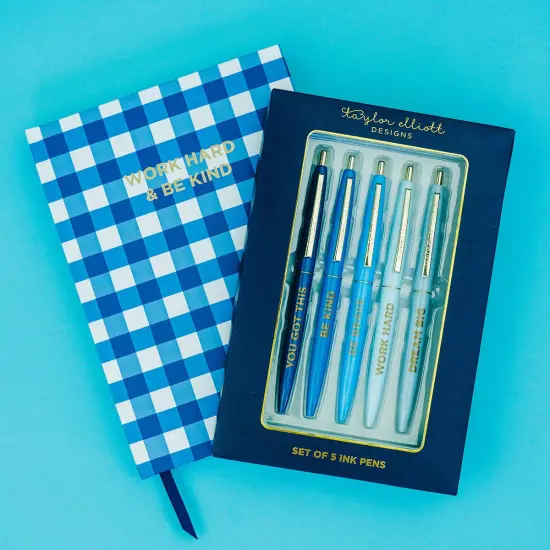 BLUE MOTIVATIONAL PEN SET {3}