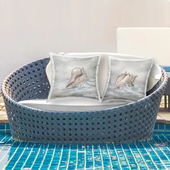 Seashells Washed Ashore 2 PC Outdoor Printed Pillow Set Design by Carol Robinson, 18 x 7 x 18 {2}