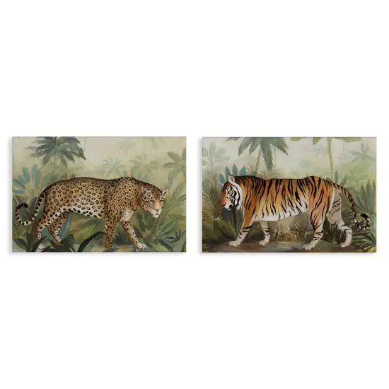 Stupell Industries Jaguar & Tiger Jungle Scene 2 pc Canvas Wall Art Set Design by Julia Purinton {1}