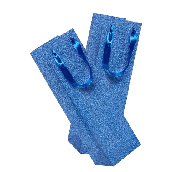 Sparkling Glitter Grain Wine Totes Luxe Size 4 1/8'' x 4 1/8'' x 14 1/4'' Royal {6}