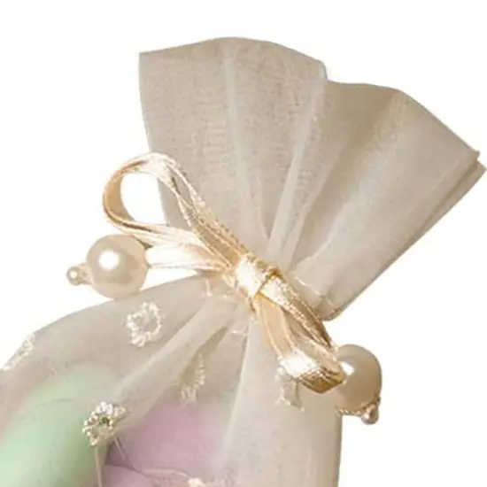 Elegant Embroidered Pearl Organza Bag 3" x 5" {5}