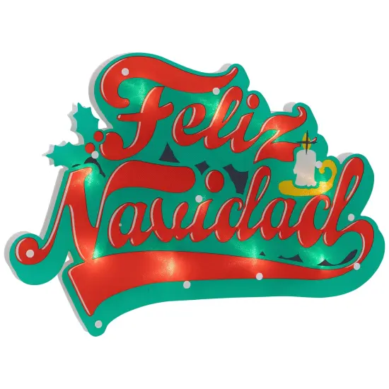 Northlight 18" Lighted 'Feliz Navidad' Christmas Window Silhouette Red {5}