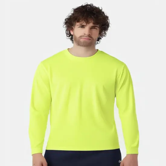 Gildan&reg; Ultra Cotton Crewneck Long Sleeve T-Shirt Safety green {1}