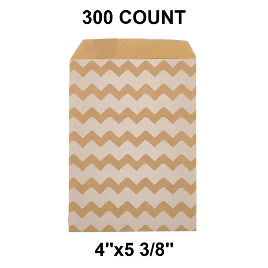 Perfect Size White Paper Merchandise Bags 4" x 5 3/8" Chevron {1}