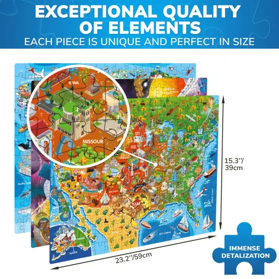 500 Pcs Puzzles for Adults 3 Set | USA, World Maps & Space {4}