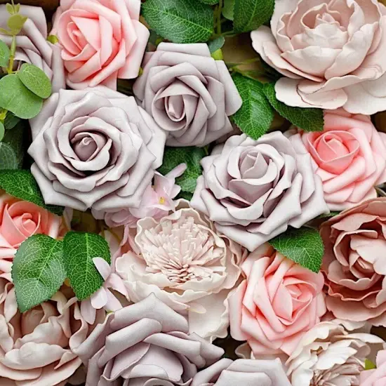 Pink Foam Peonies Roses White Silk Daisies Hydrangeas FAUX FLOWER BOX Party {2}