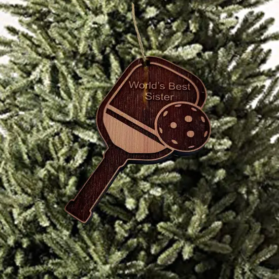 Worlds Best Sister Pickleball - Cedar Ornament {4}