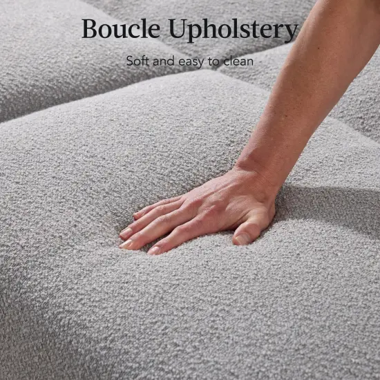 Best Choice Products Curved Convertible Futon, Boucle Fabric Split-Back Sleeper Bed Storm Gray {6}