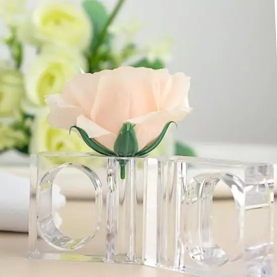 4 Clear Square Acrylic Dinner NAPKIN RINGS Mini Flower Holders Party Decorations {5}