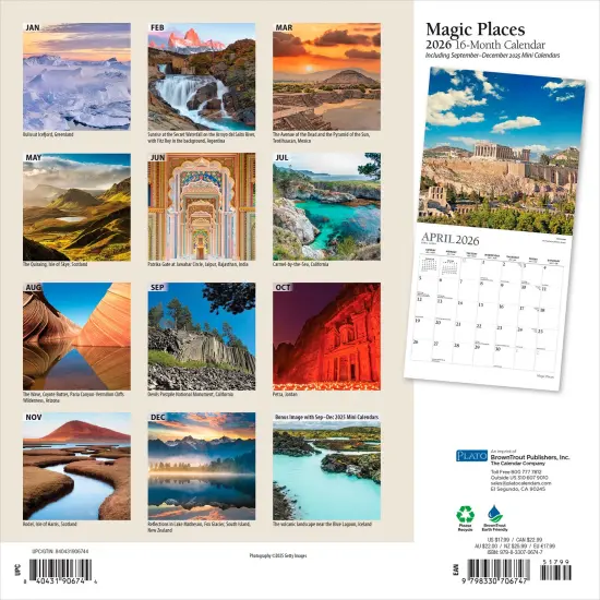 Magic Places | 2026 12 x 24 Inch (Hanging) Monthly Square Wall Calendar | Foil Stamped Cover {2}