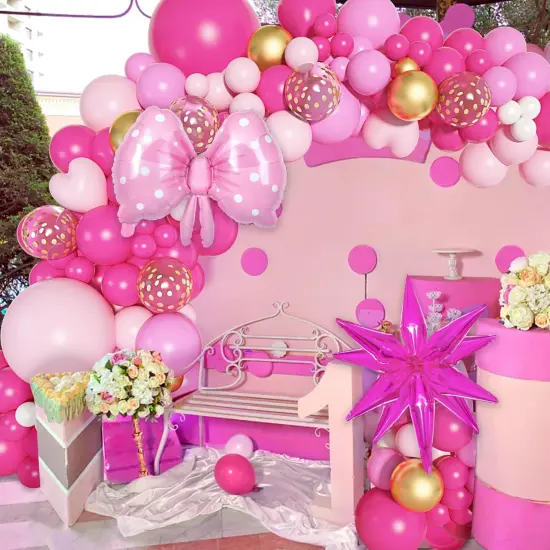 144 Pcs Princess Pink Balloon Garland Arch Kit (Makeup) {5}