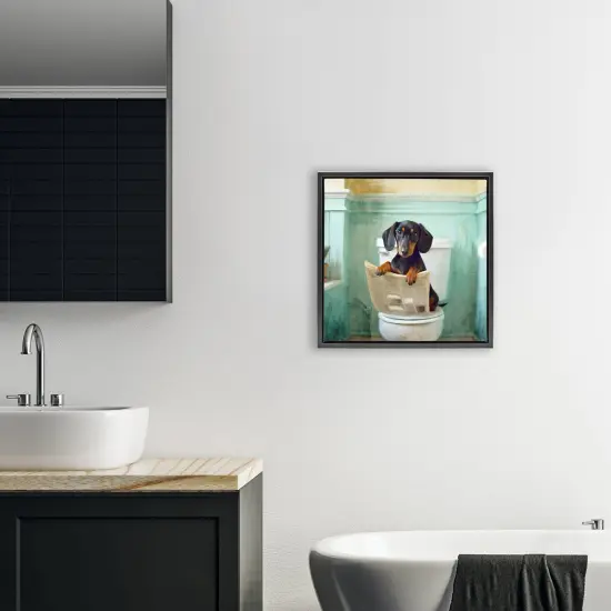 Stupell Industries Light Reading Dog Toilet Floating Frame, design by Kim Allen {8}