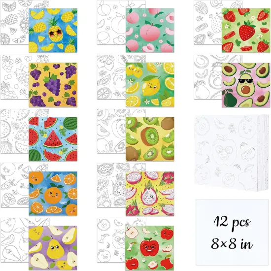 12 Pcs Cute Fruit Pre Drawn Canvas (Modern) {1}