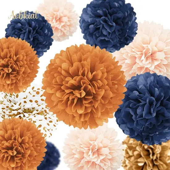 Boho Fall Wedding Party Decorations (Orange Navy) {2}
