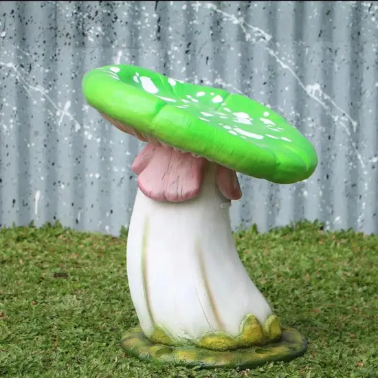 Green Single Mushroom Stool Over Sized Statue {5}
