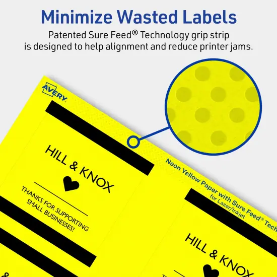 Avery Neon Yellow Paper Labels, 3" x 3" Square {4}